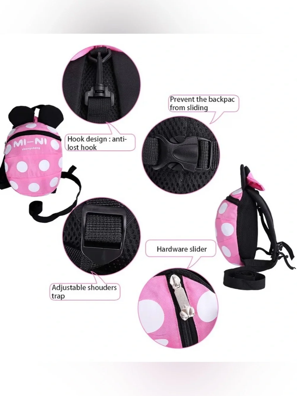 Two Disney Inspired Zhongsheng Cartoon Toddler Harness Backpacks Mickey & Minnie